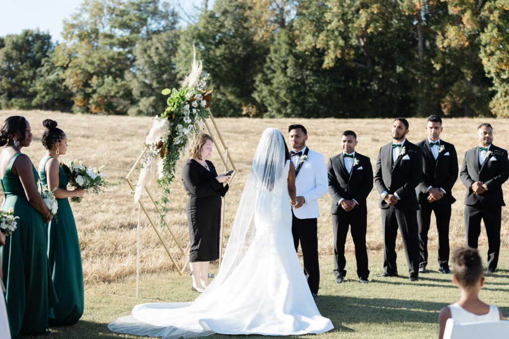 Modern and chic couple ceremony at South Atlanta wedding venue