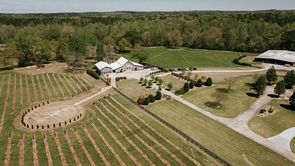 Spring aerial view of the property at The Venue at Murphy Lane located 45 min away from Atlanta Hartsfield International Airport in Atlanta